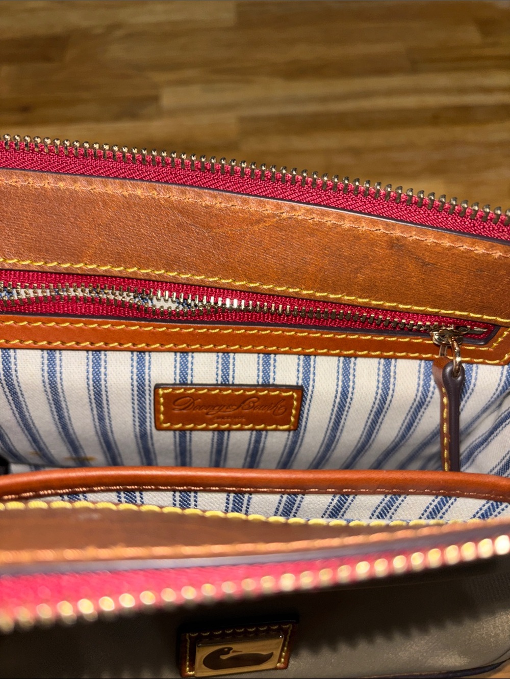 Dooney & Bourke sage green and Brown Nylon Crossbody with Leather Trim - Picture 9 of 10